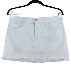 Joes Jeans Womens Micro Mini Denim Skirt Size 28‎ Cloud Blue Tie Dye Fringe Hem